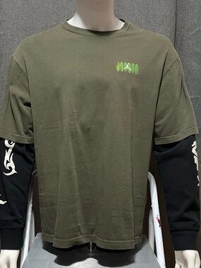 Men's  Jordan Olive Green Layered-Look Graphic Long Sleeve Shirt